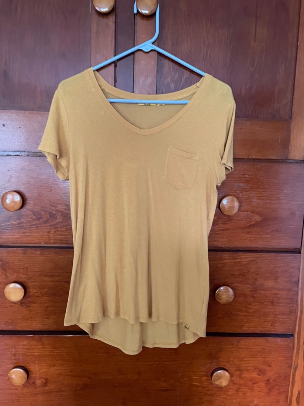 Prana Gold V-Neck Short Sleeve Pocket Tee